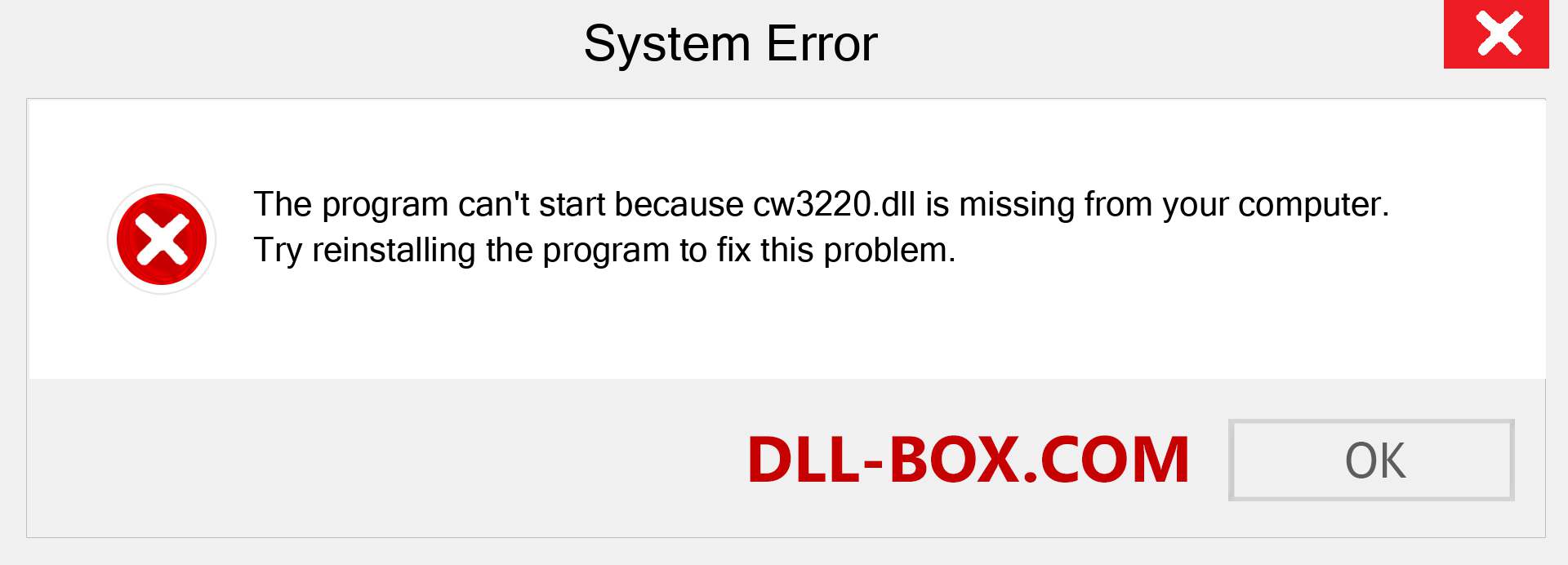  cw3220.dll file is missing?. Download for Windows 7, 8, 10 - Fix  cw3220 dll Missing Error on Windows, photos, images